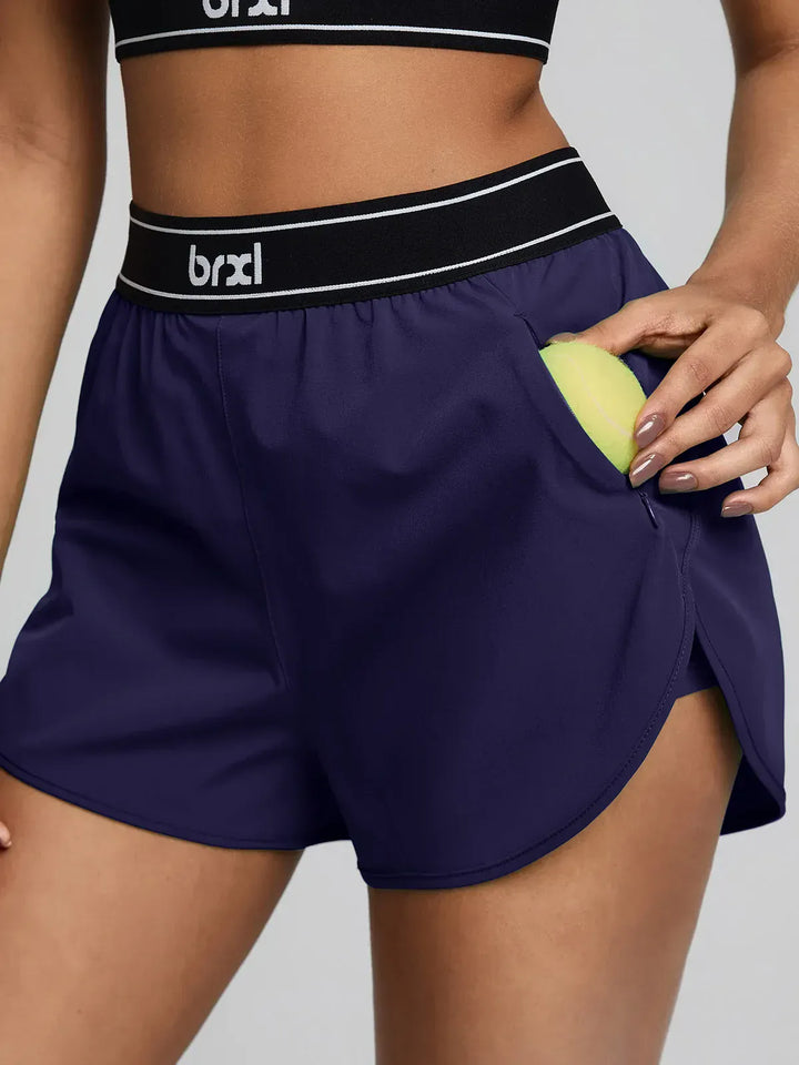 BrxlAero™ Contrast Color Butterfly Split Flowy Running Shorts