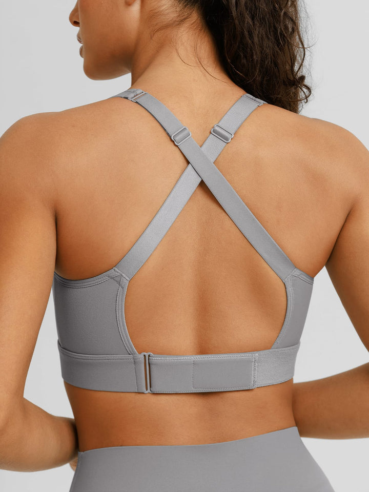 BrxlAero™ High Impact Adjustable Straps Front Zip Sports Bra