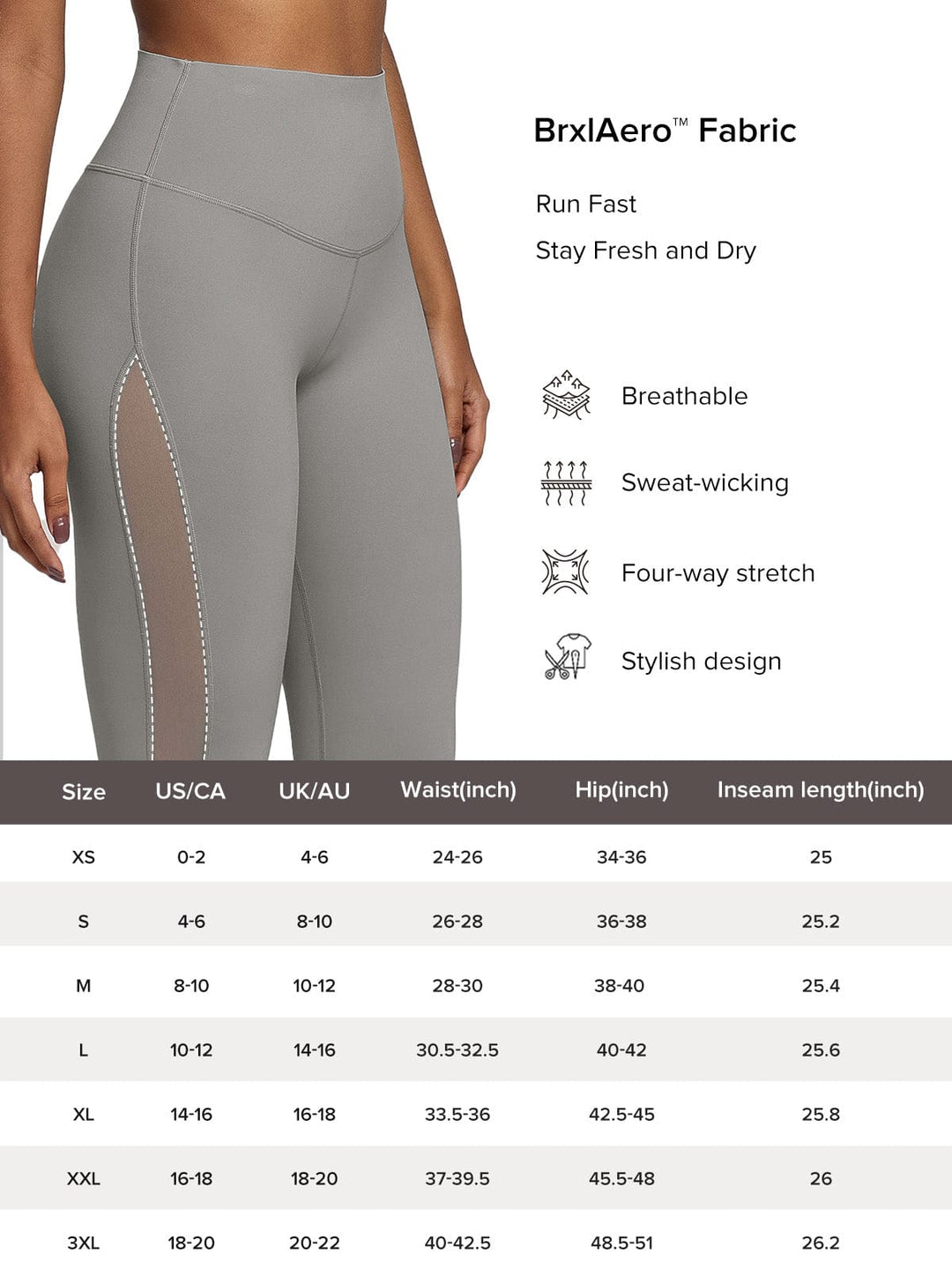 BrxlAero™ High-Waist Breathable Mesh Workout Leggings