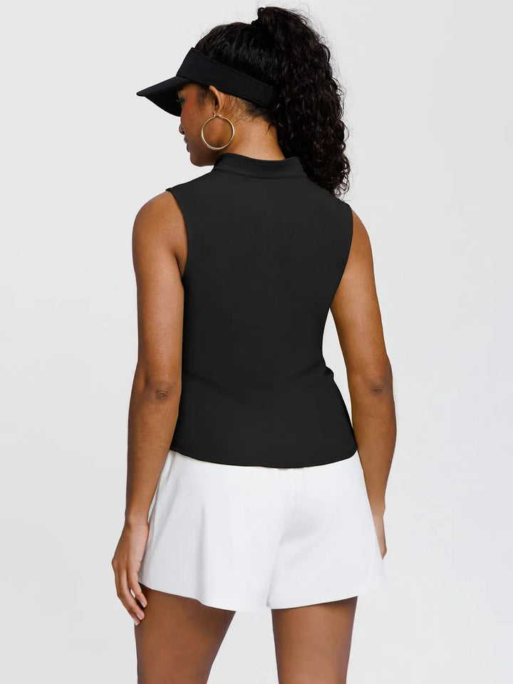BrxlCourt™ Quick-Dry Sleeveless Polo Shirt Zip Up Golf Tank Top