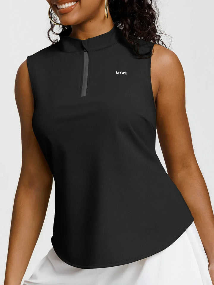 BrxlCourt™ Quick-Dry Sleeveless Polo Shirt Zip Up Golf Tank Top