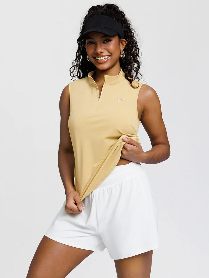 BrxlCourt™ Quick-Dry Sleeveless Polo Shirt Zip Up Golf Tank Top