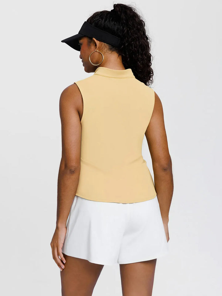 BrxlCourt™ Quick-Dry Sleeveless Polo Shirt Zip Up Golf Tank Top