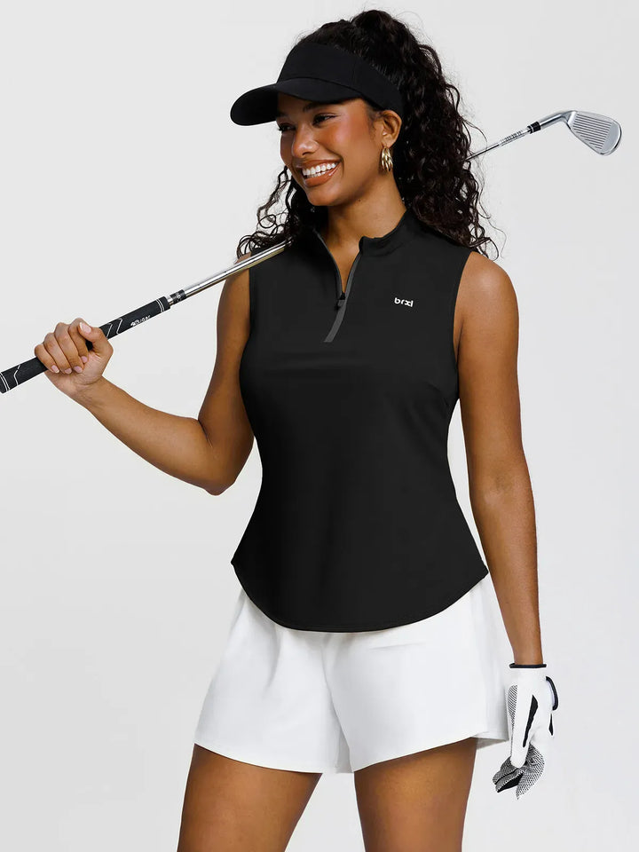 BrxlCourt™ Quick-Dry Sleeveless Polo Shirt Zip Up Golf Tank Top