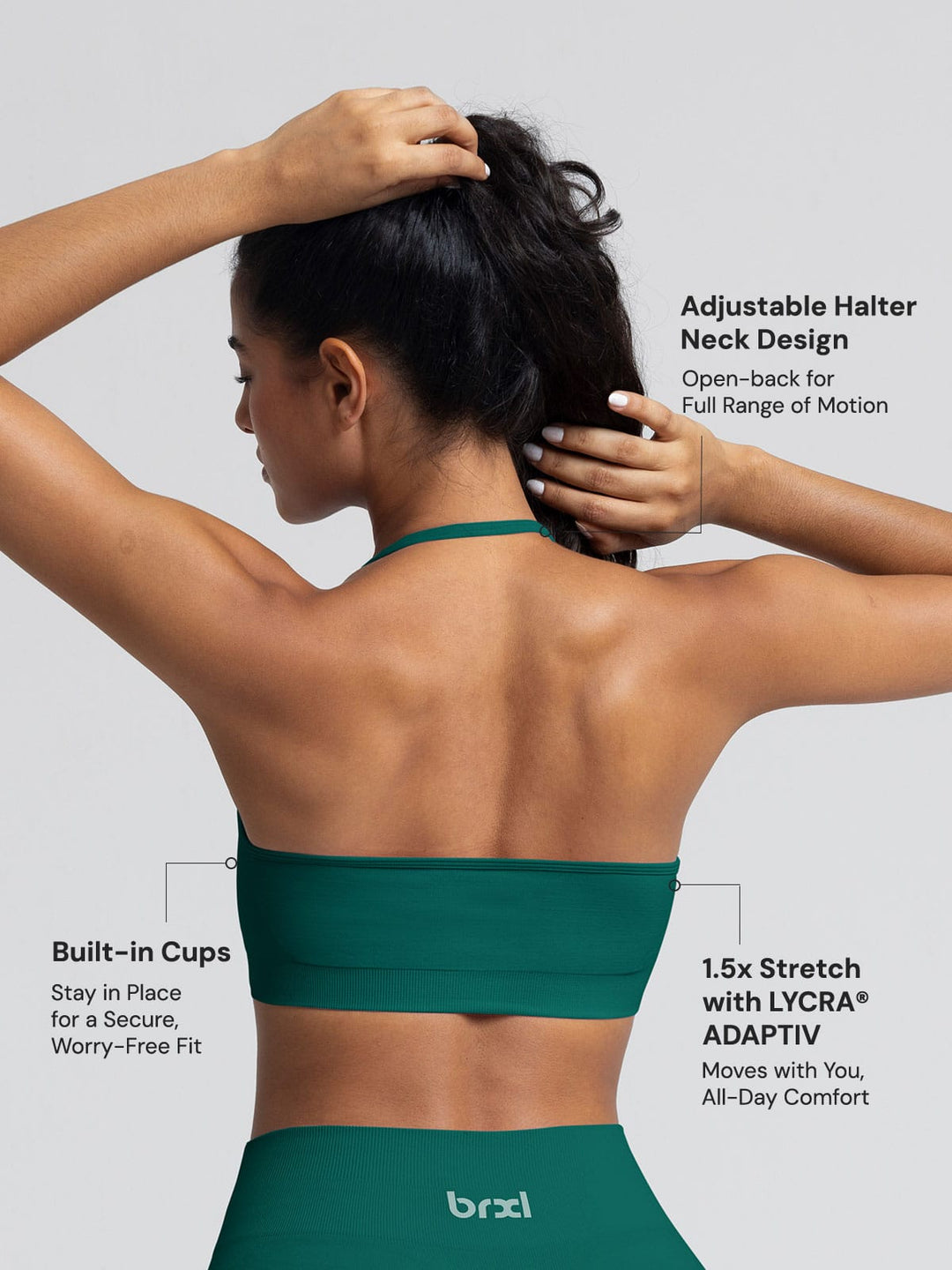 BrxlGrit™ Halter Neck Sculpt Seamless Ruched Sports Bra