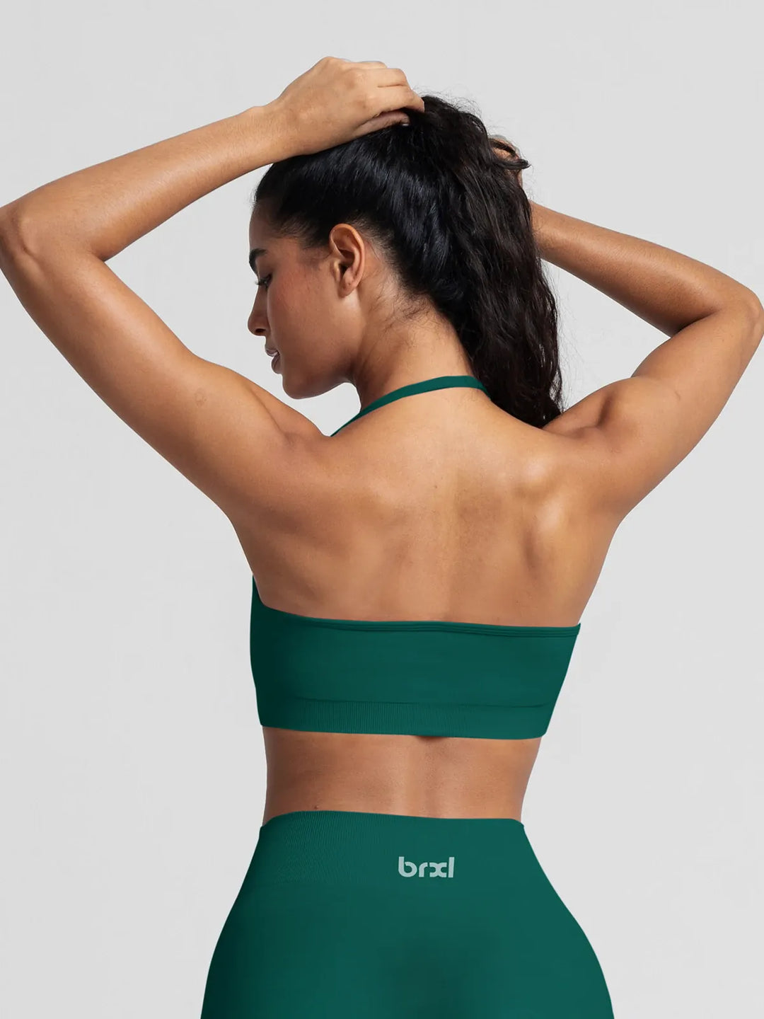 BrxlGrit™ Halter Neck Sculpt Seamless Ruched Sports Bra