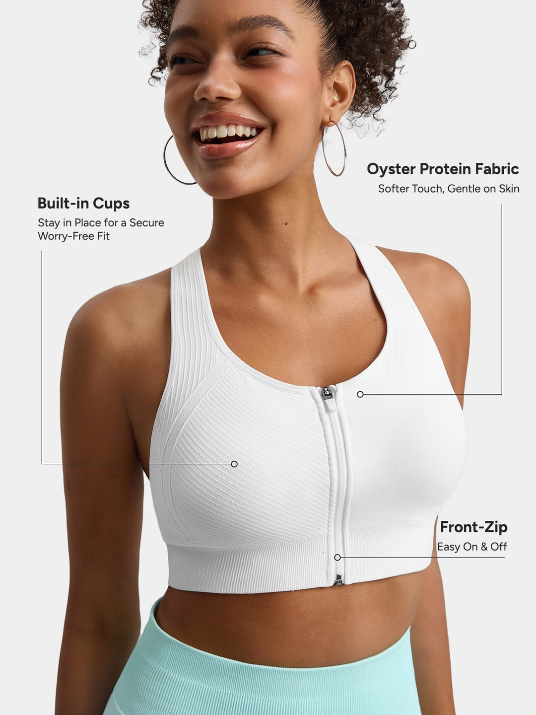 BrxlGrit™ Seamless Front Zip Racerback Medium Impact Sports Bra