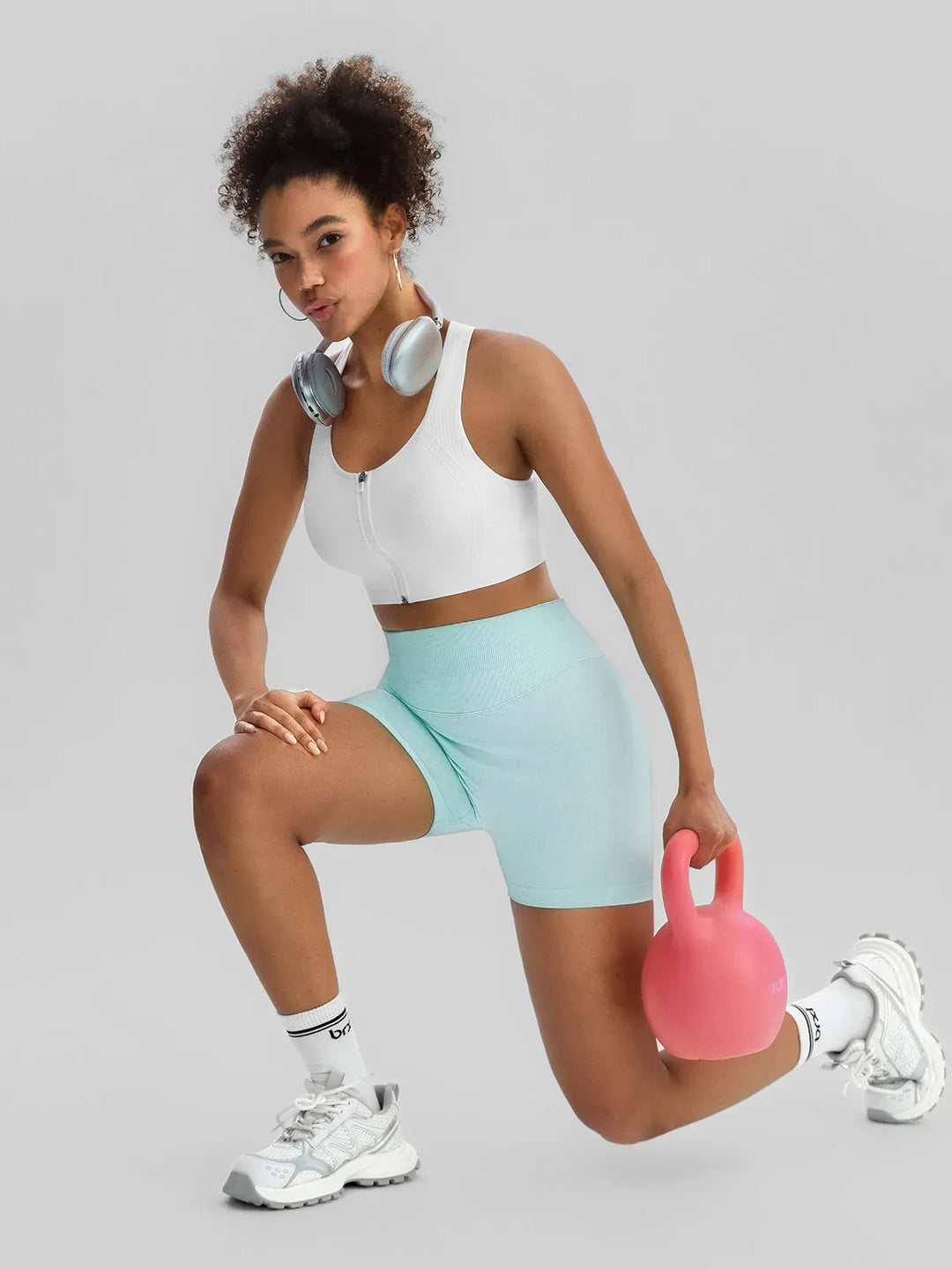 BrxlGrit™ Seamless Front Zip Racerback Medium Support Sports Bra