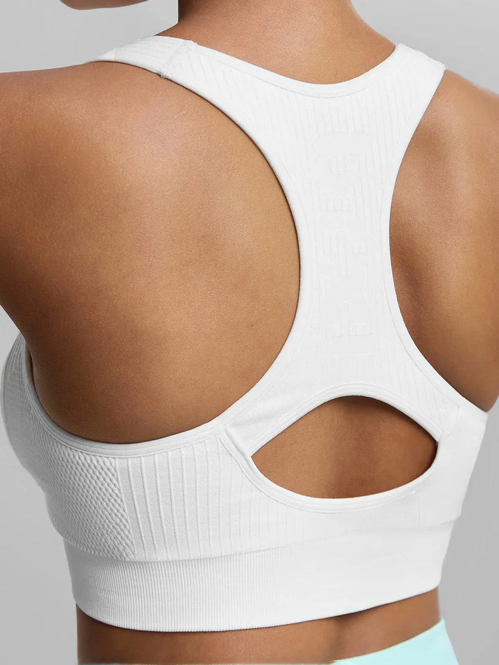 BrxlGrit™ Seamless Front Zip Racerback Medium Support Sports Bra