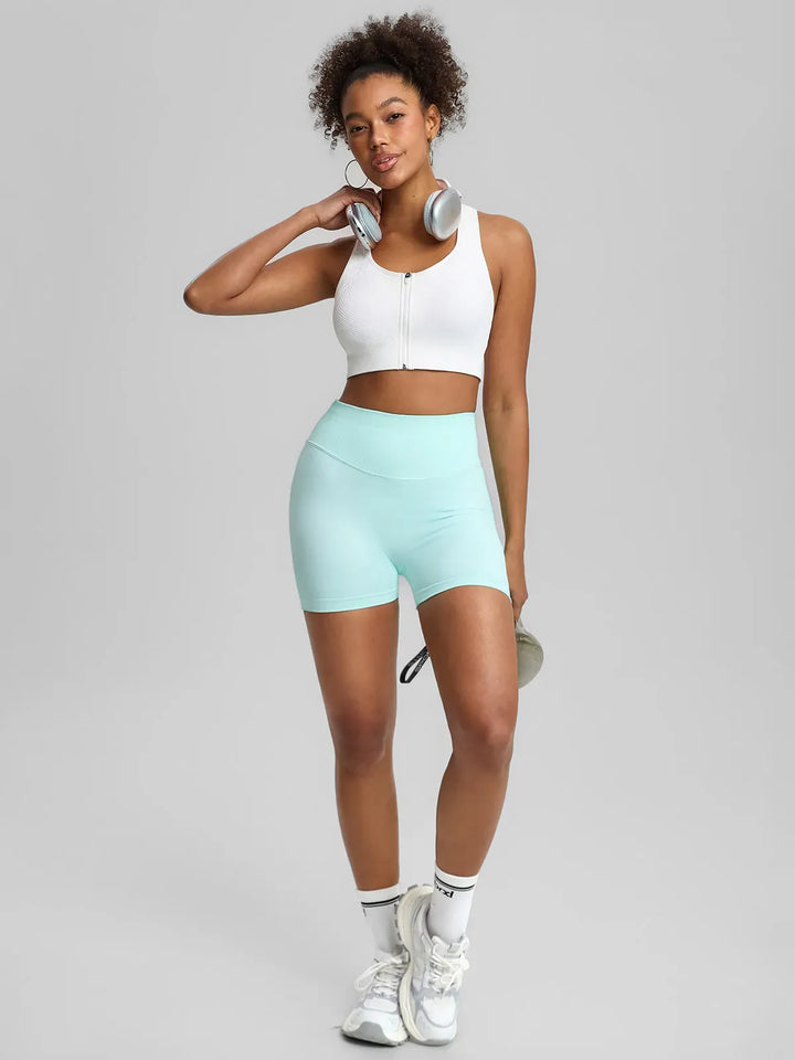 BrxlGrit™ Seamless Front Zip Racerback Medium Support Sports Bra