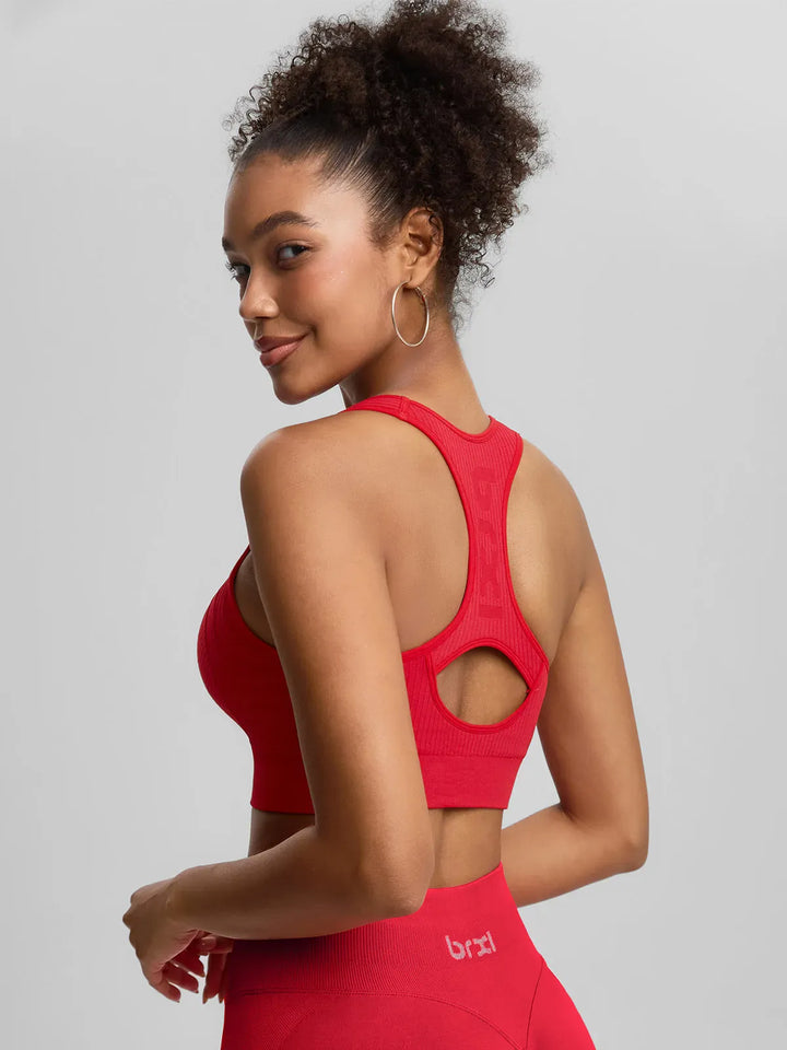 BrxlGrit™ Seamless Front Zip Racerback Medium Support Sports Bra