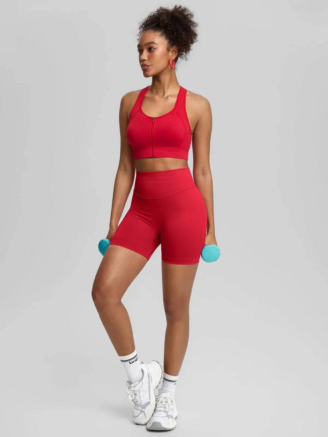 BrxlGrit™ Seamless Front Zip Racerback Medium Support Sports Bra