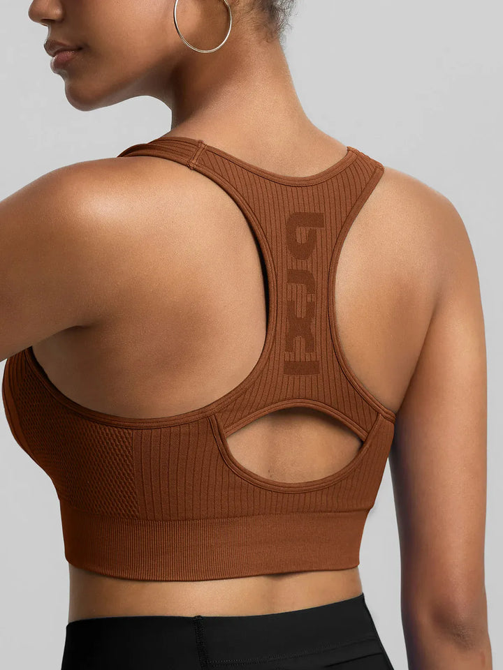 BrxlGrit™ Seamless Front Zip Racerback Medium Support Sports Bra