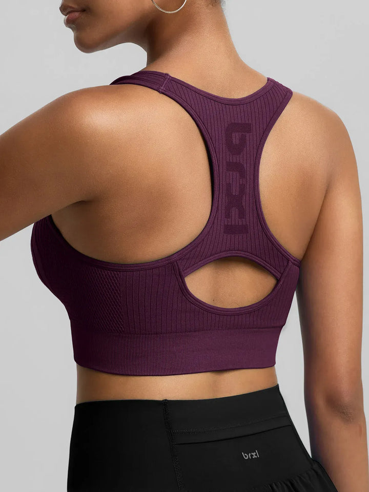 BrxlGrit™ Seamless Front Zip Racerback Medium Support Sports Bra