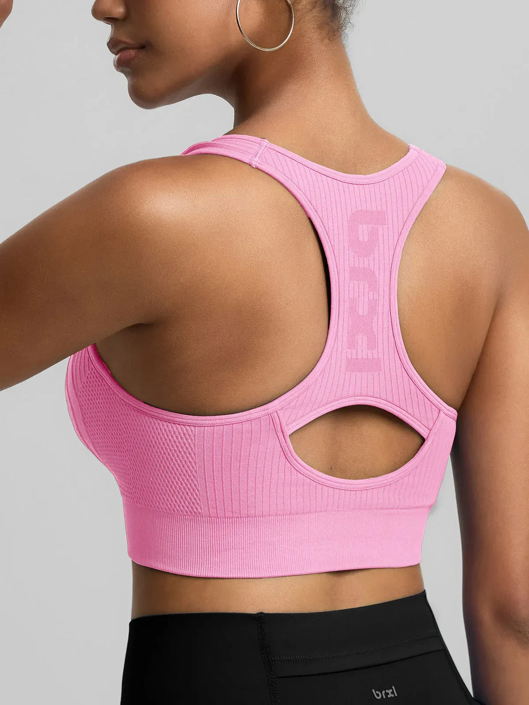 BrxlGrit™ Seamless Front Zip Racerback Medium Support Sports Bra