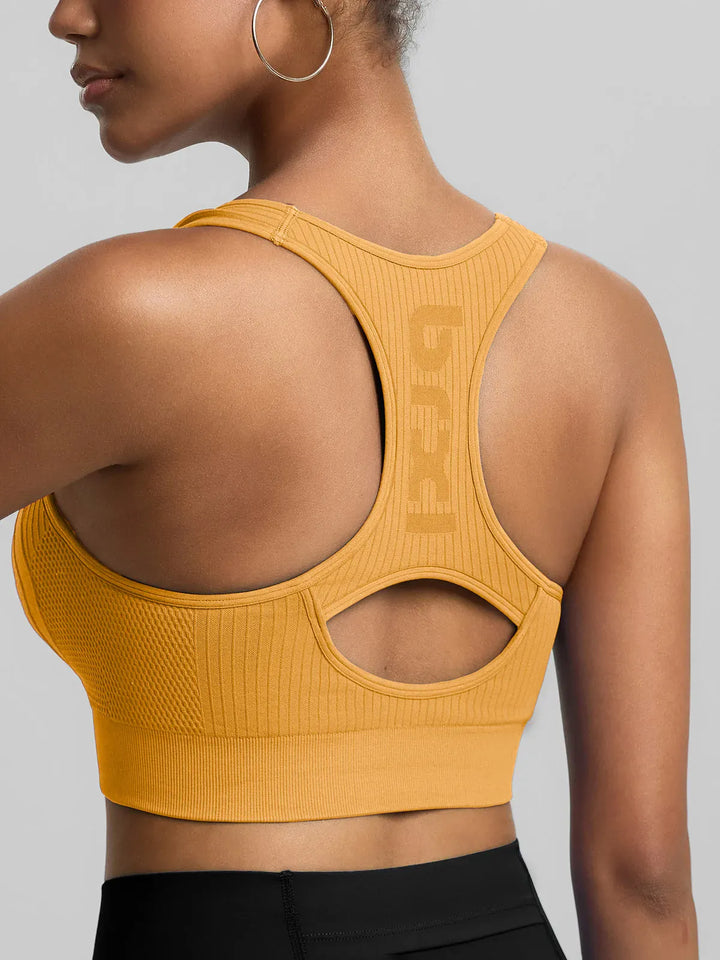 BrxlGrit™ Seamless Front Zip Racerback Medium Support Sports Bra