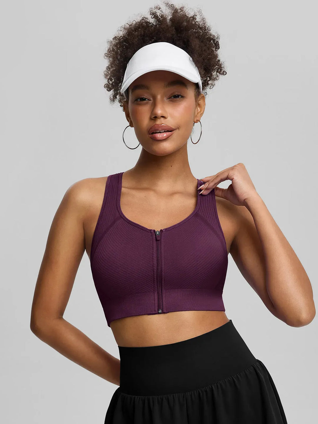 BrxlGrit™ Seamless Front Zip Racerback Medium Support Sports Bra