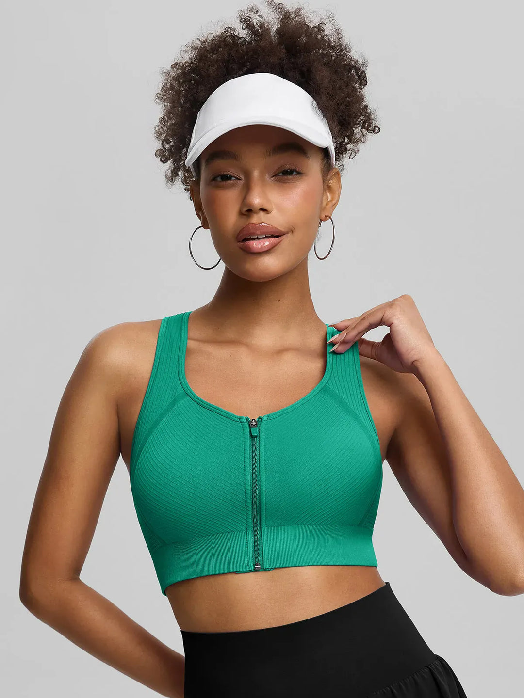 BrxlGrit™ Seamless Front Zip Racerback Medium Support Sports Bra
