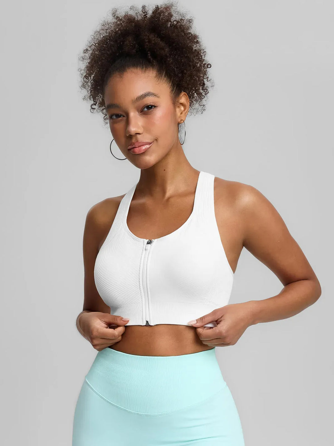 BrxlGrit™ Seamless Front Zip Racerback Medium Support Sports Bra