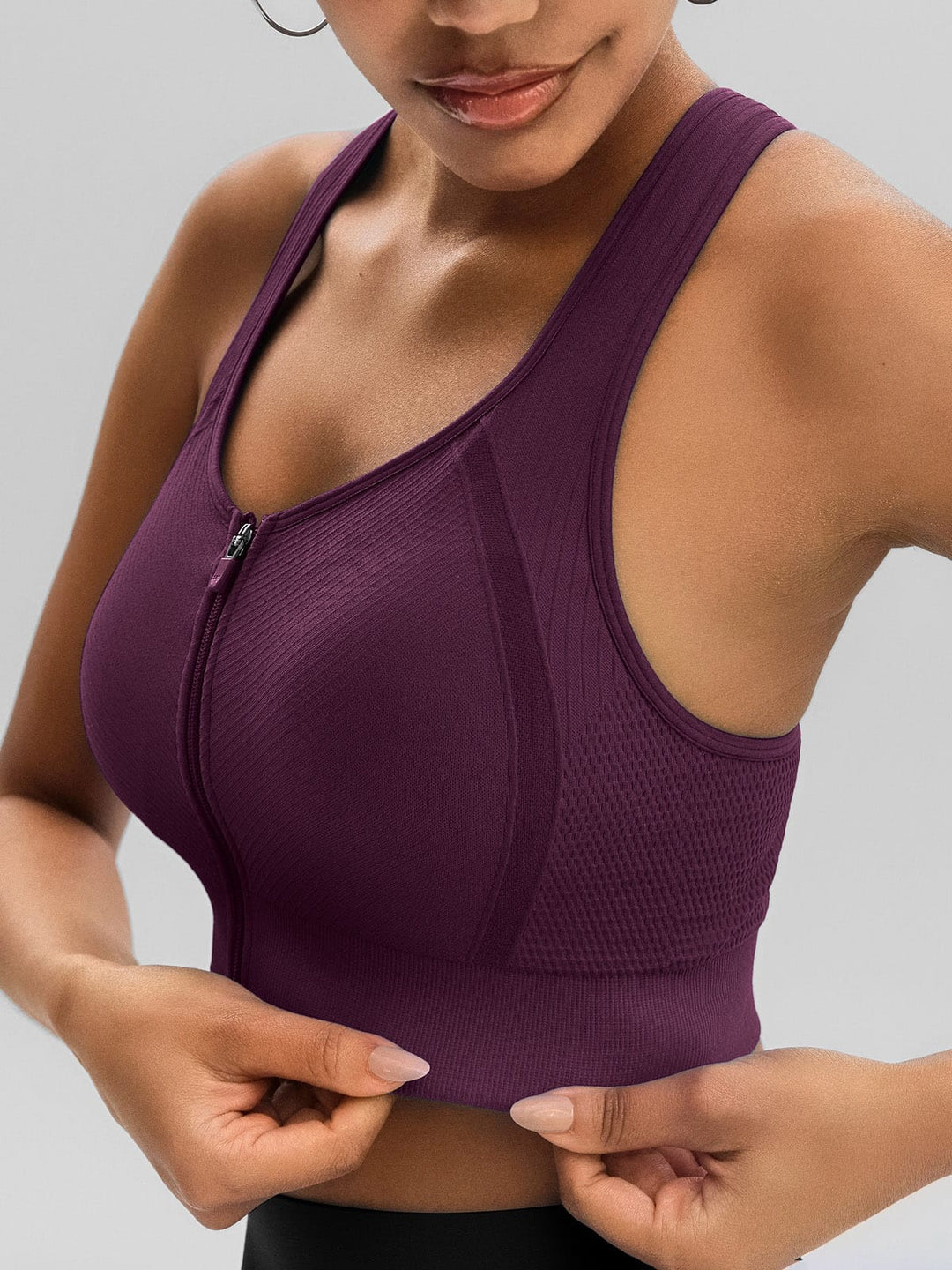 BrxlGrit™ Seamless Front Zip Sports Bra Butt Lifting Workout Shorts
