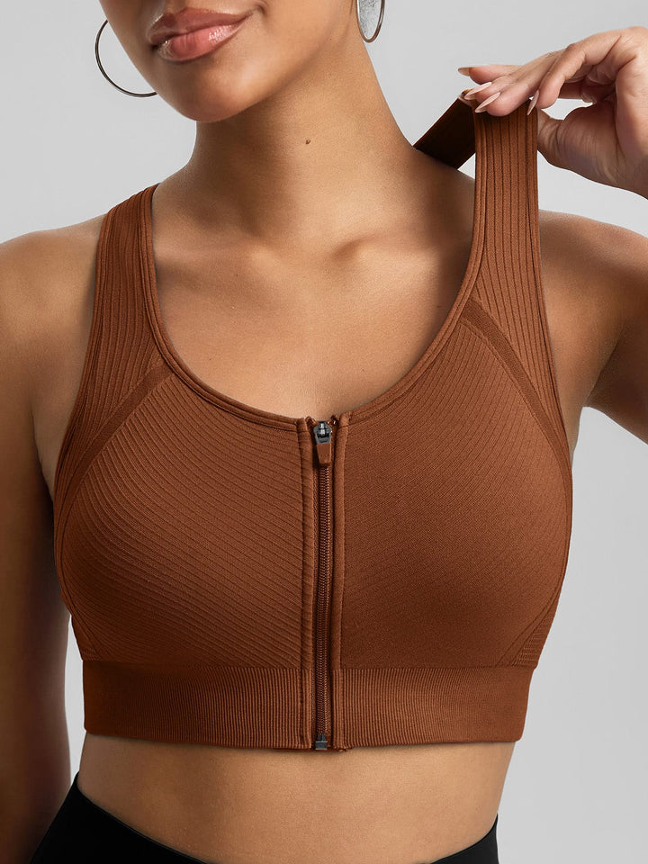 BrxlGrit™ Seamless Front Zip Sports Bra Butt Lifting Workout Shorts
