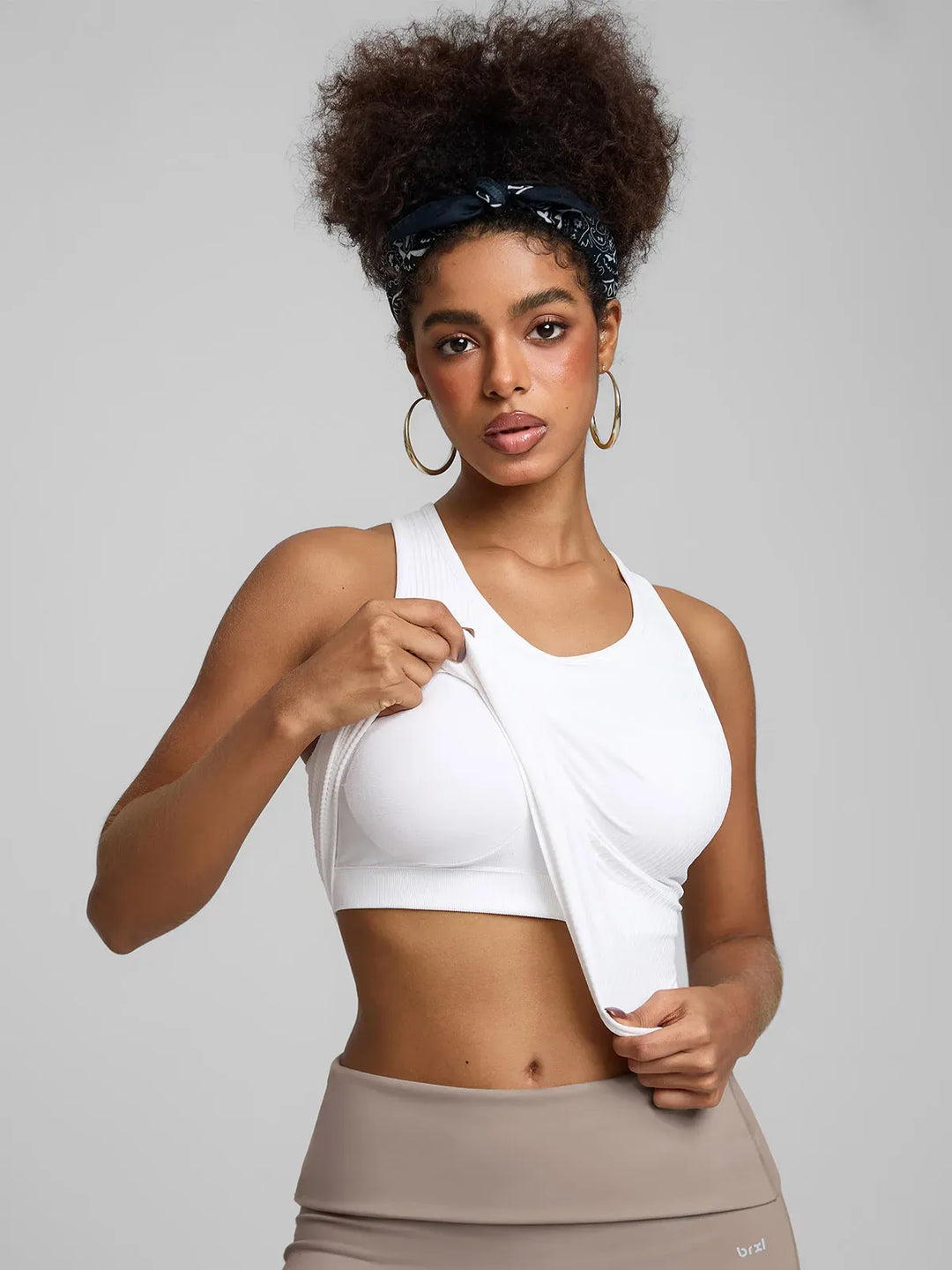 BrxlGrit™ Seamless Ribbed Scoop-Neck Racerback Sports Tank Top