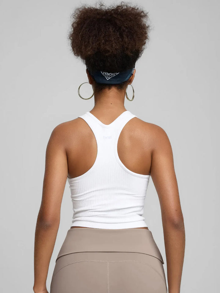 BrxlGrit™ Seamless Ribbed Scoop-Neck Racerback Sports Tank Top
