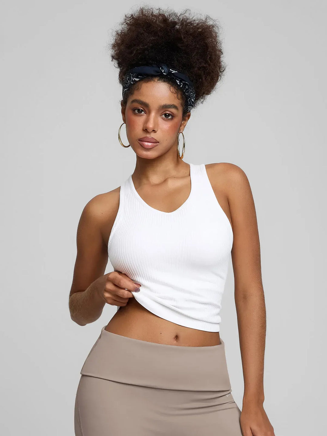BrxlGrit™ Seamless Ribbed Scoop-Neck Racerback Sports Tank Top