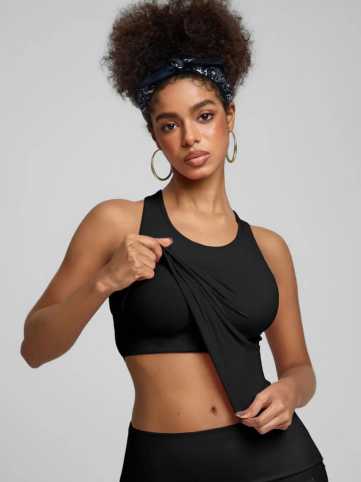 BrxlGrit™ Seamless Ribbed Scoop-Neck Racerback Sports Tank Top