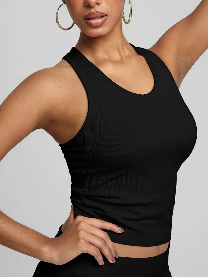 BrxlGrit™ Seamless Ribbed Scoop-Neck Racerback Sports Tank Top