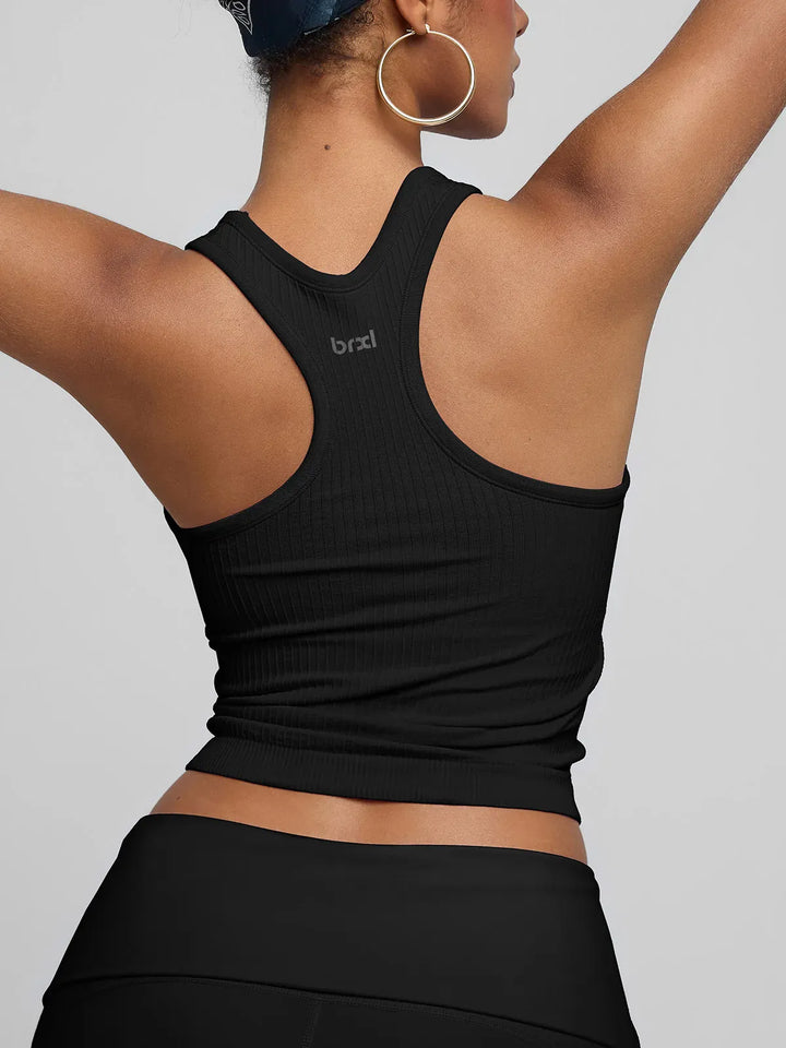 BrxlGrit™ Seamless Ribbed Scoop-Neck Racerback Sports Tank Top