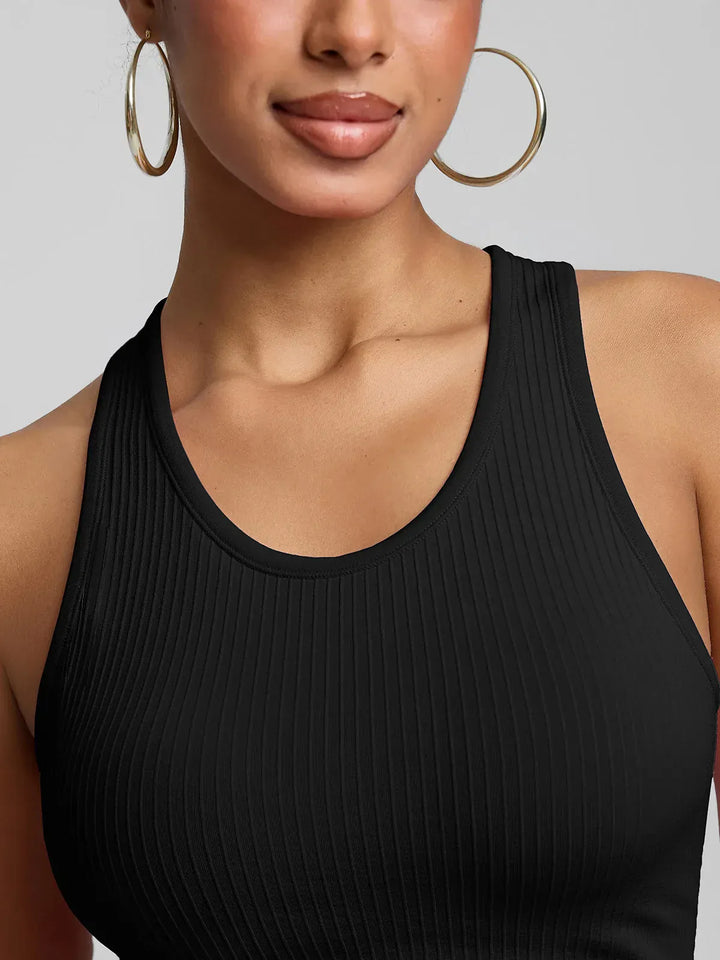 BrxlGrit™ Seamless Ribbed Scoop-Neck Racerback Sports Tank Top