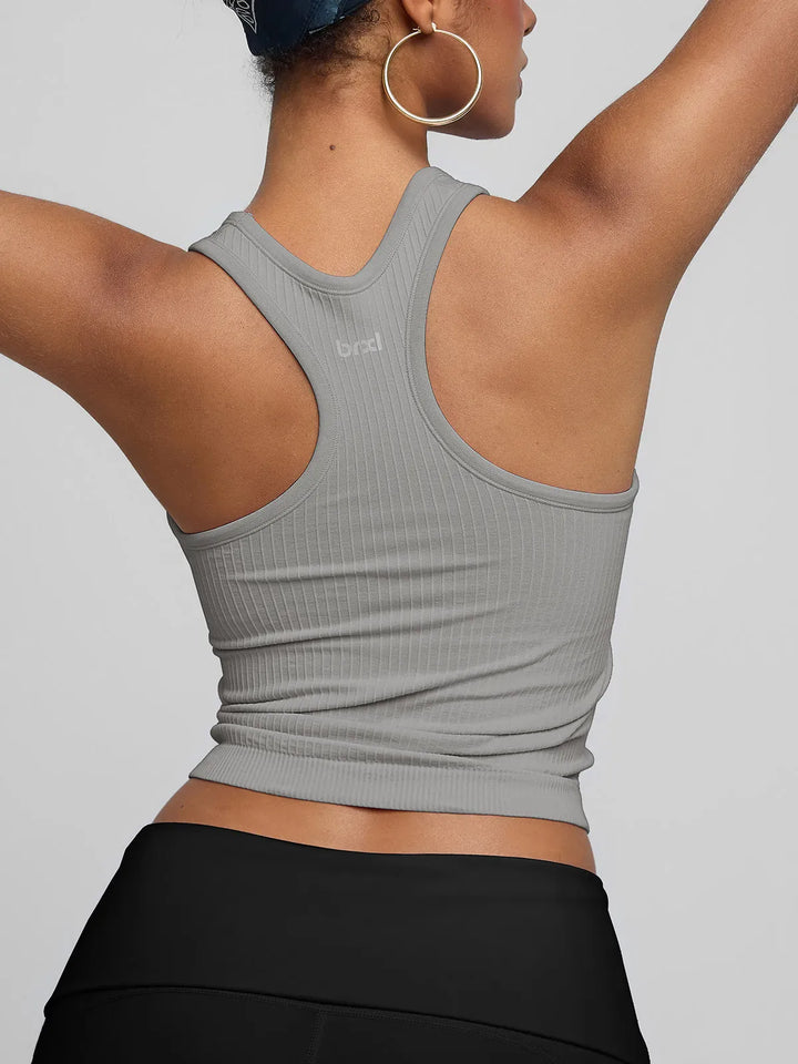 BrxlGrit™ Seamless Ribbed Scoop-Neck Racerback Sports Tank Top