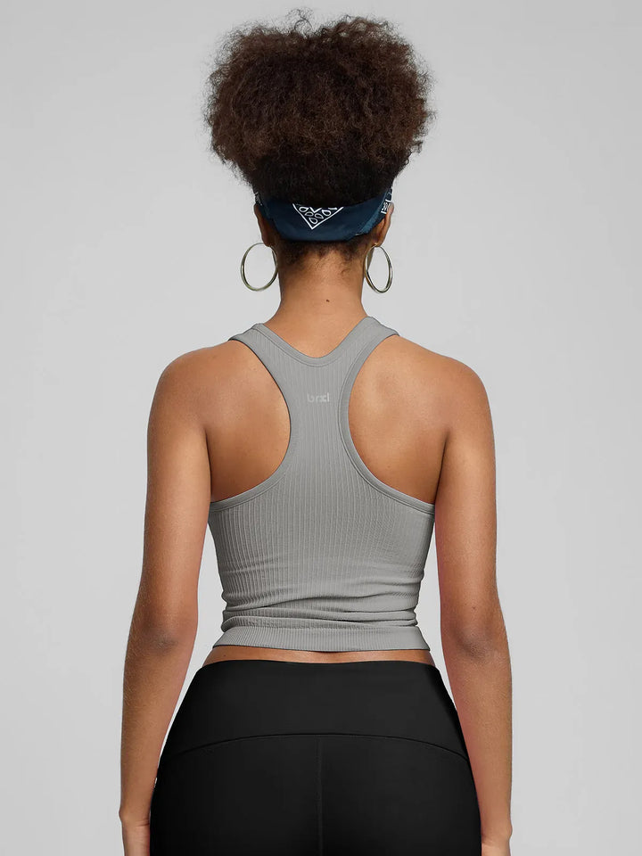 BrxlGrit™ Seamless Ribbed Scoop-Neck Racerback Sports Tank Top