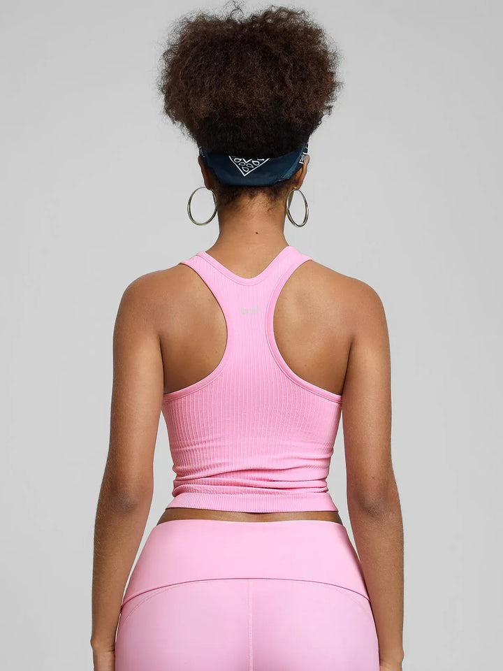 BrxlGrit™ Seamless Ribbed Scoop-Neck Racerback Sports Tank Top