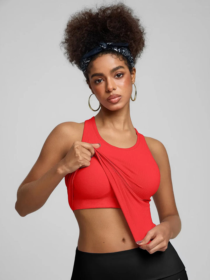 BrxlGrit™ Seamless Ribbed Scoop-Neck Racerback Sports Tank Top