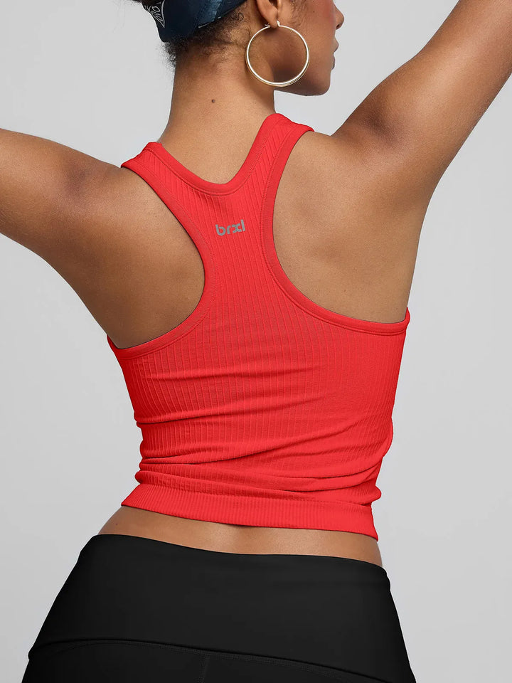 BrxlGrit™ Seamless Ribbed Scoop-Neck Racerback Sports Tank Top