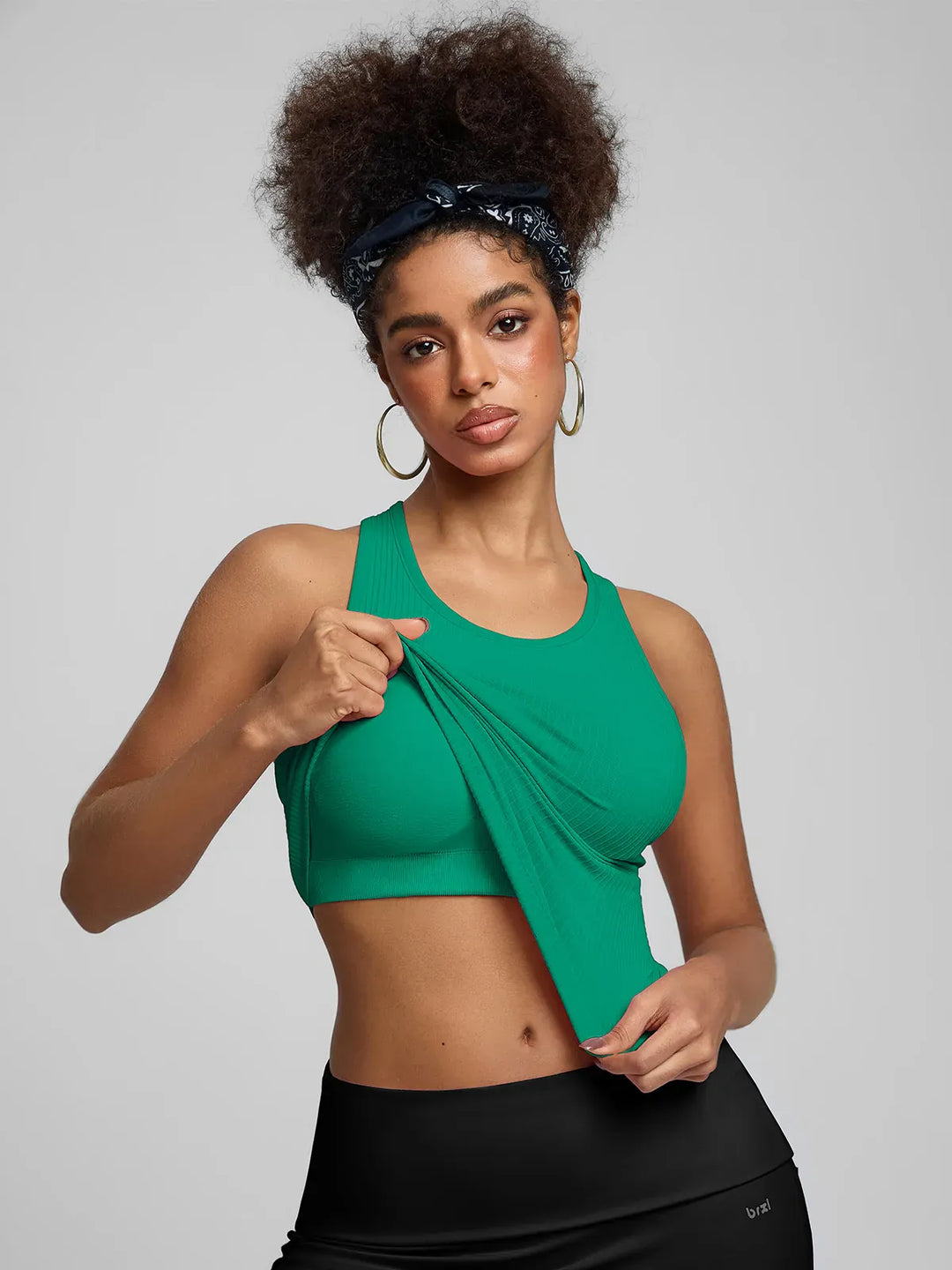 BrxlGrit™ Seamless Ribbed Scoop-Neck Racerback Sports Tank Top