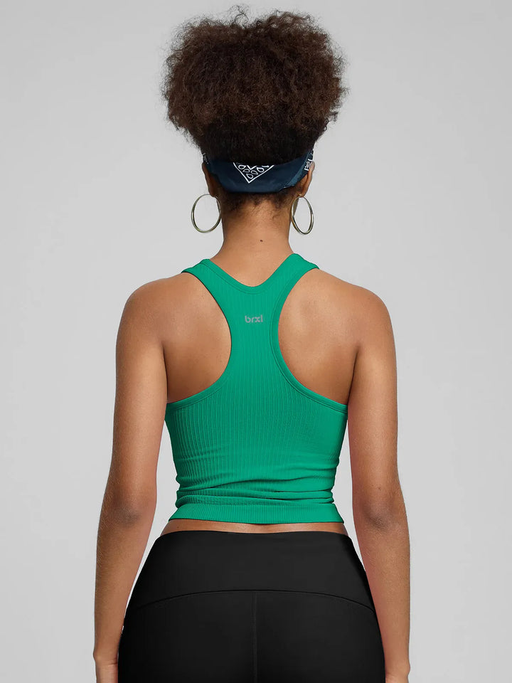 BrxlGrit™ Seamless Ribbed Scoop-Neck Racerback Sports Tank Top