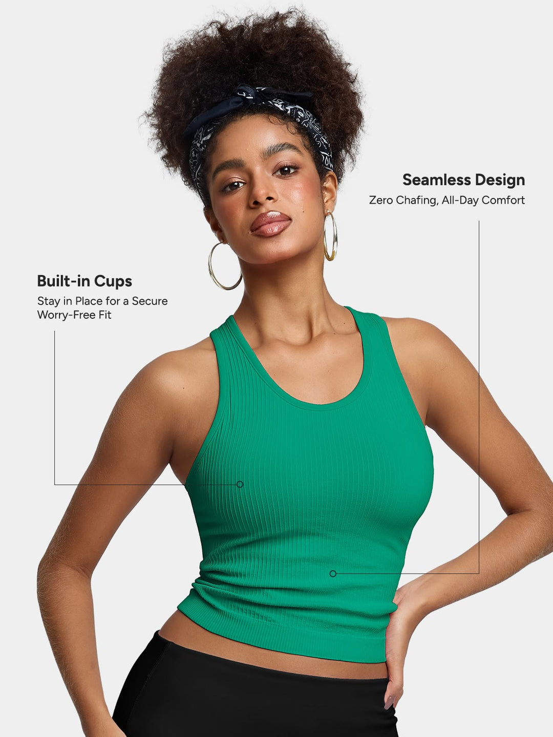 BrxlGrit™ Seamless Ribbed Scoop-Neck Racerback Sports Tank Top