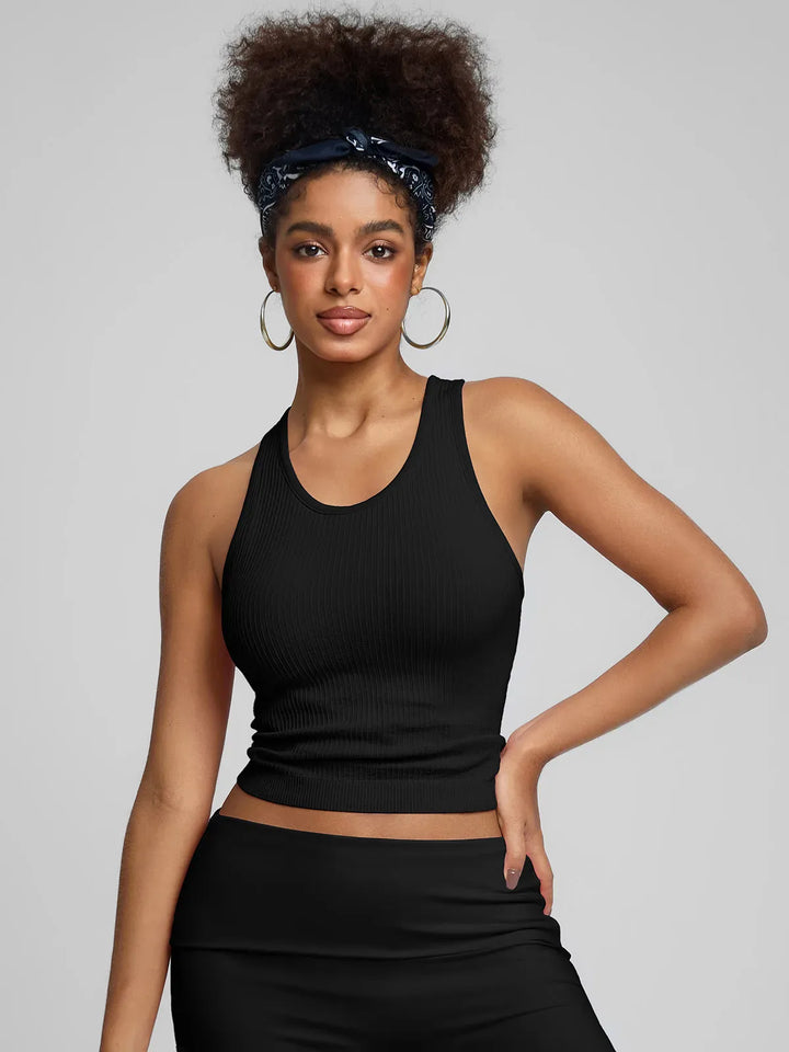 BrxlGrit™ Seamless Ribbed Scoop-Neck Racerback Sports Tank Top