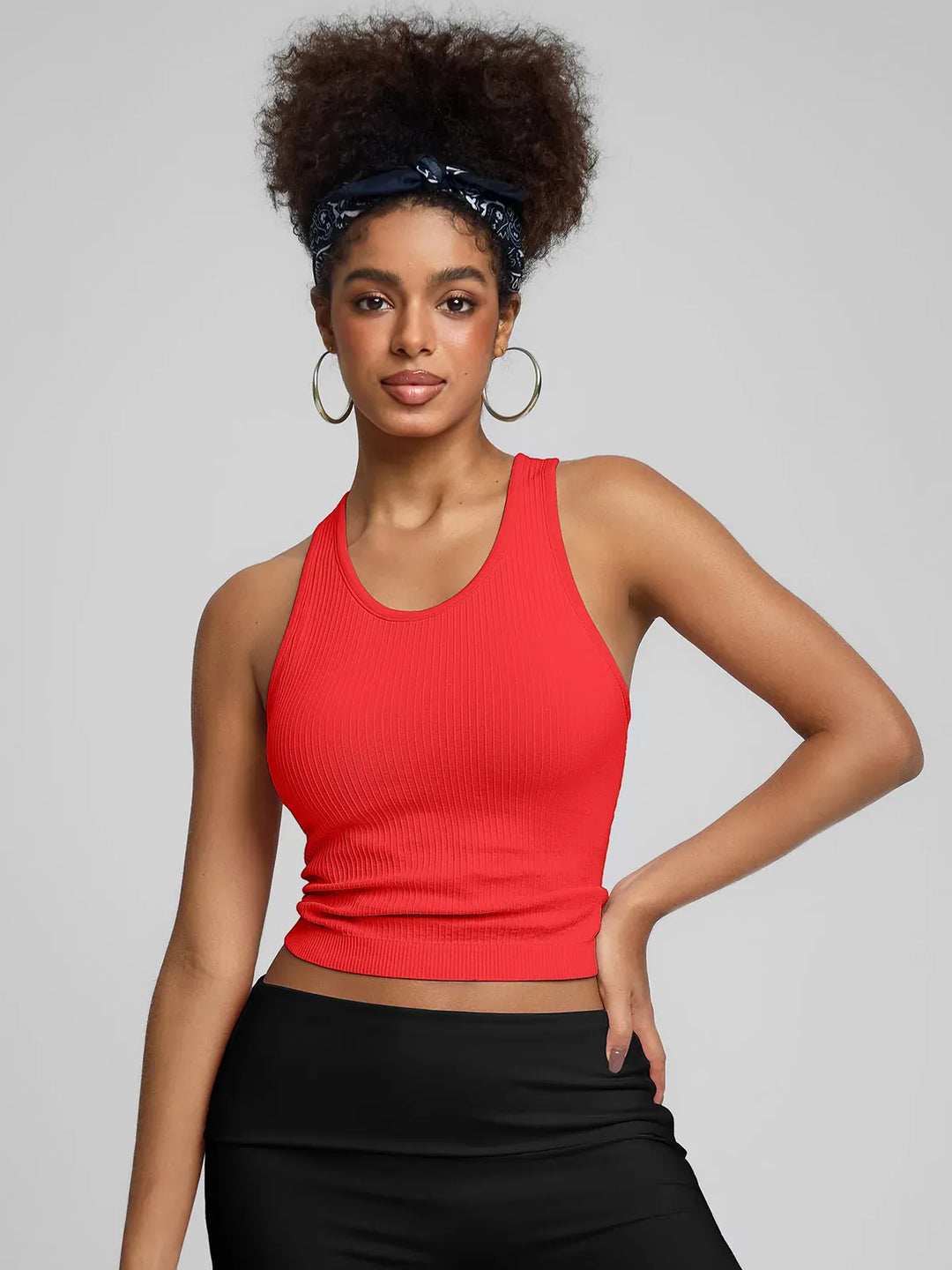 BrxlGrit™ Seamless Ribbed Scoop-Neck Racerback Sports Tank Top