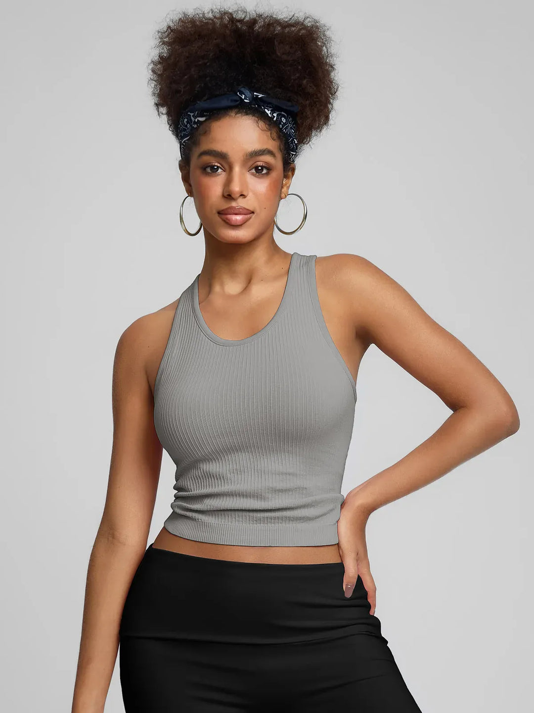 BrxlGrit™ Seamless Ribbed Scoop-Neck Racerback Sports Tank Top