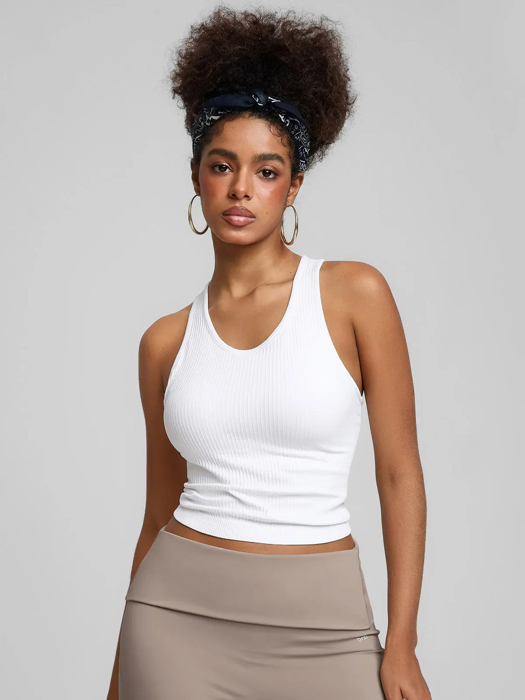 BrxlGrit™ Seamless Ribbed Scoop-Neck Racerback Sports Tank Top