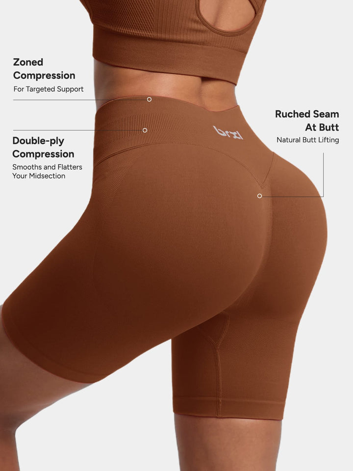 BrxlGrit™ Seamless Tummy Control High Waist Butt Lifting Workout Shorts 4.5"