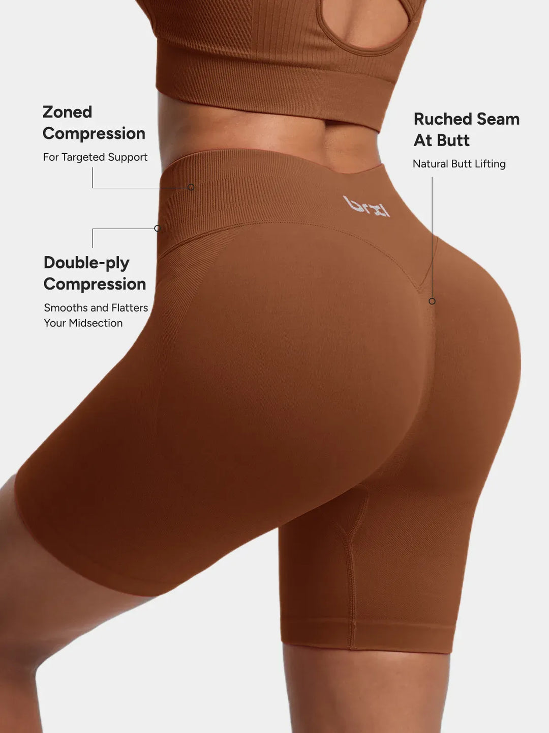 BrxlGrit™ Seamless Tummy Control High Waist Butt Lifting Workout Shorts 4.5"