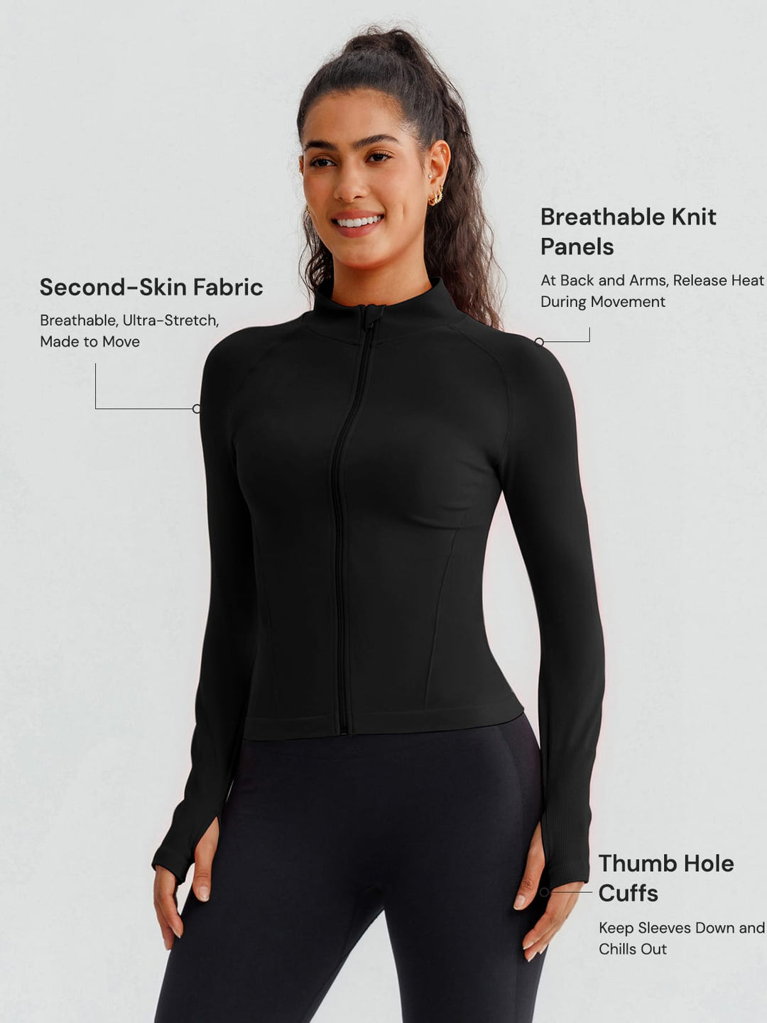 BrxlGrit™ Slim Fit Seamless Zip Up  Mock Neck Jacket