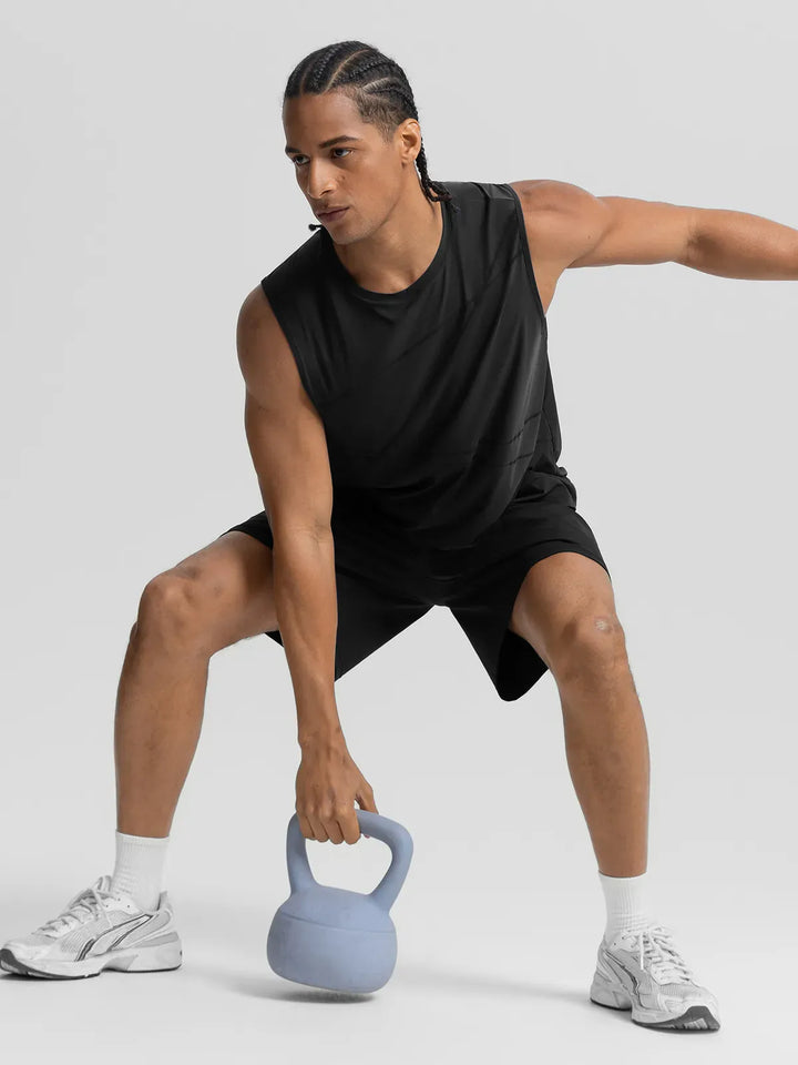 BrxlMen™ Sleeveless Diagonal Stripe Print Quick-Dry Workout Tank For Men
