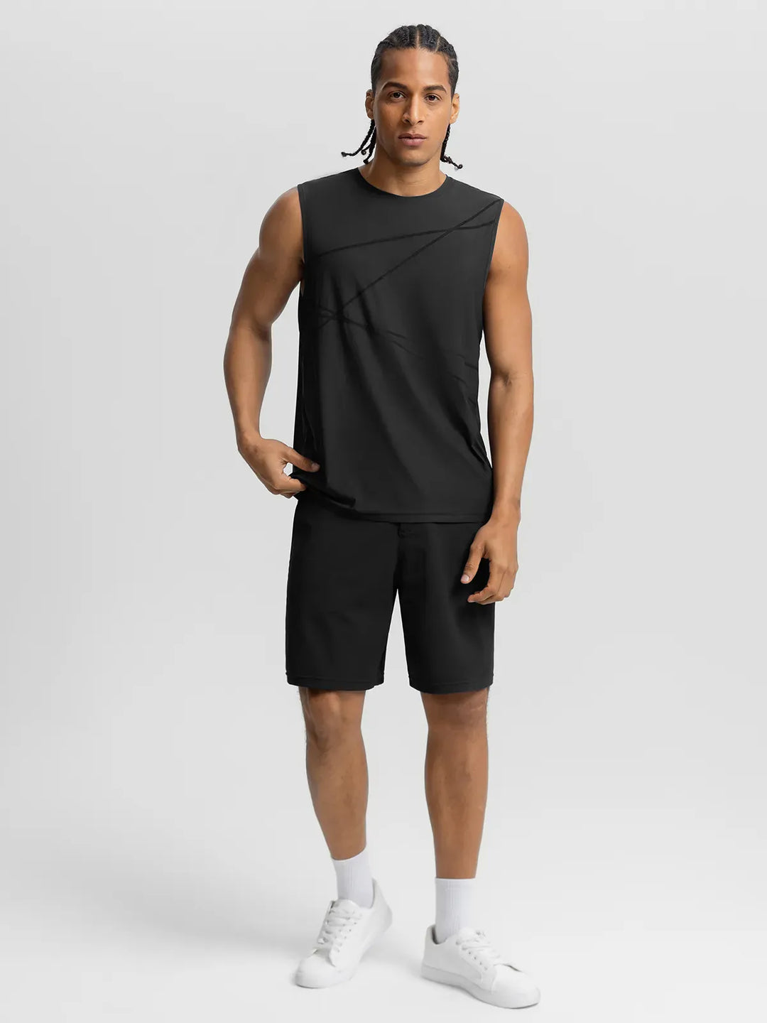 BrxlMen™ Sleeveless Diagonal Stripe Print Quick-Dry Workout Tank For Men