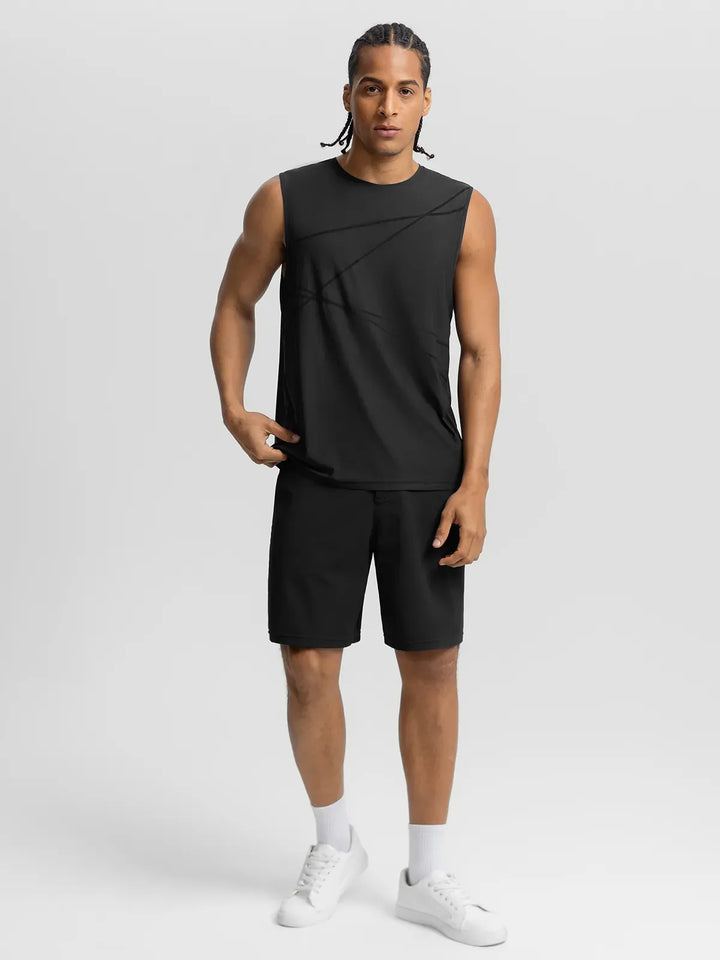 BrxlMen™ Sleeveless Diagonal Stripe Print Quick-Dry Workout Tank For Men